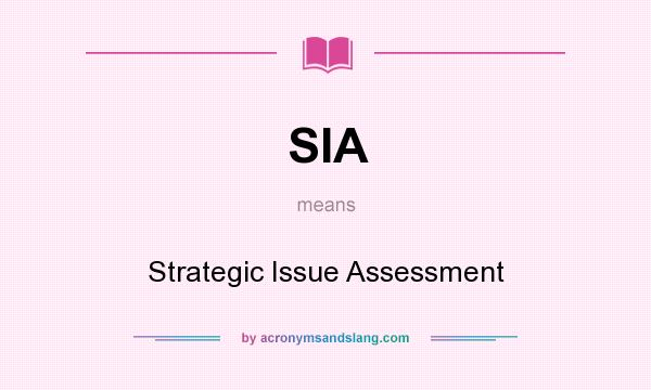 What does SIA mean? It stands for Strategic Issue Assessment