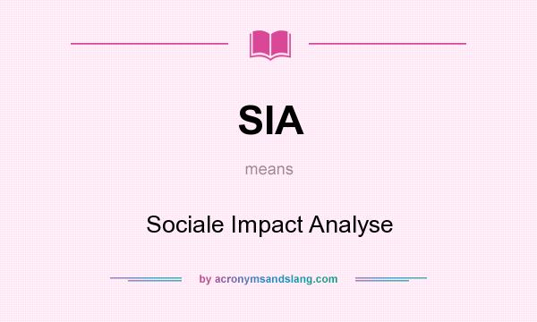 What does SIA mean? It stands for Sociale Impact Analyse