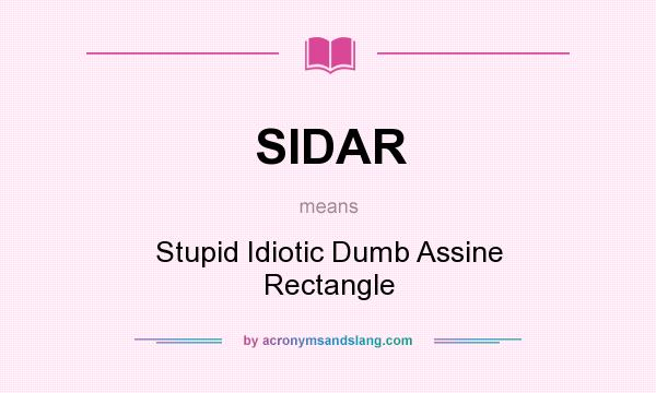What does SIDAR mean? It stands for Stupid Idiotic Dumb Assine Rectangle