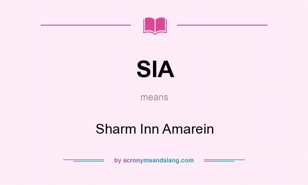 What does SIA mean? It stands for Sharm Inn Amarein