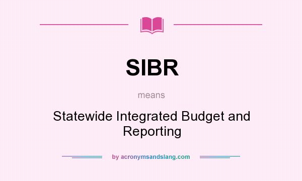What does SIBR mean? It stands for Statewide Integrated Budget and Reporting