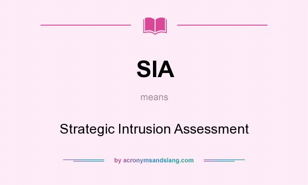 What does SIA mean? It stands for Strategic Intrusion Assessment