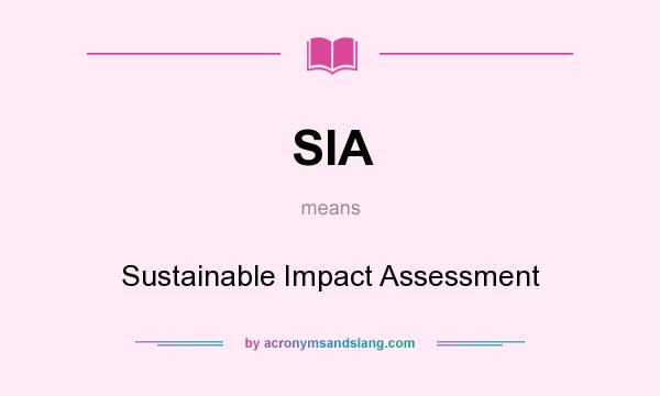 What does SIA mean? It stands for Sustainable Impact Assessment
