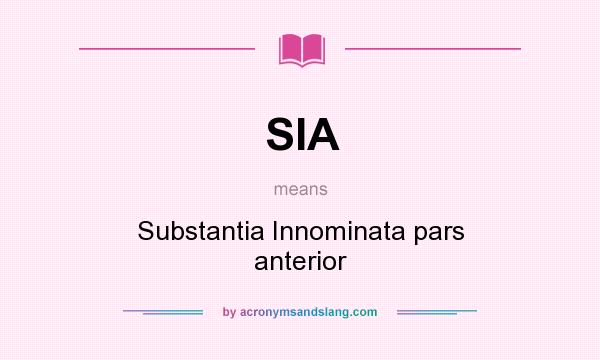What does SIA mean? It stands for Substantia Innominata pars anterior