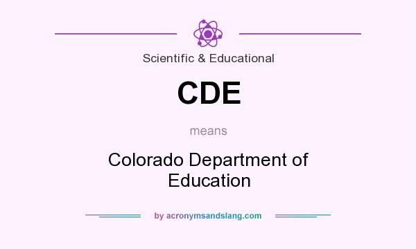 What does CDE mean? It stands for Colorado Department of Education