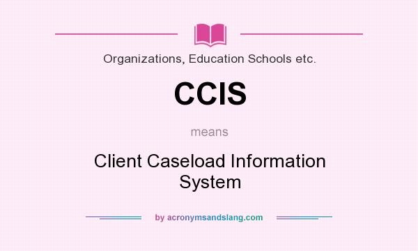 What does CCIS mean? It stands for Client Caseload Information System