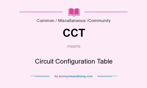 What does CCT mean? It stands for Circuit Configuration Table