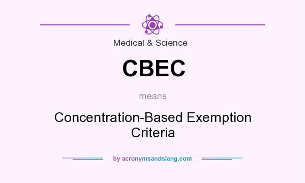 What does CBEC mean? It stands for Concentration-Based Exemption Criteria