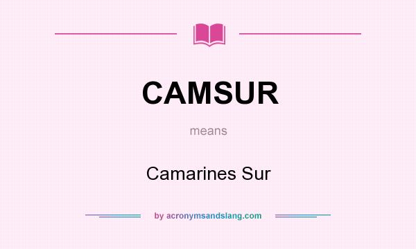 What does CAMSUR mean? It stands for Camarines Sur