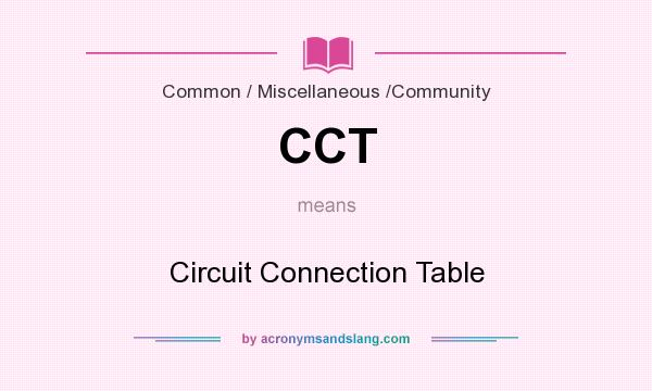 What does CCT mean? It stands for Circuit Connection Table