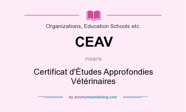 What does CEAV mean? It stands for Certificat d`Études Approfondies Vétérinaires