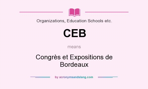 What does CEB mean? It stands for Congrès et Expositions de Bordeaux