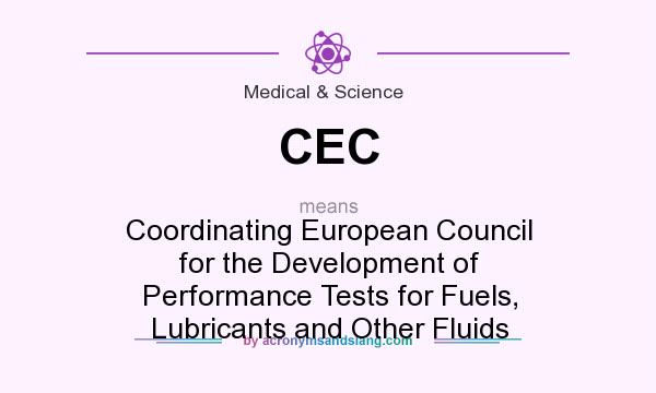 What does CEC mean? It stands for Coordinating European Council for the Development of Performance Tests for Fuels, Lubricants and Other Fluids