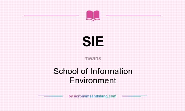 What does SIE mean? It stands for School of Information Environment