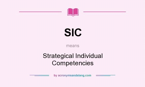 What does SIC mean? It stands for Strategical Individual Competencies