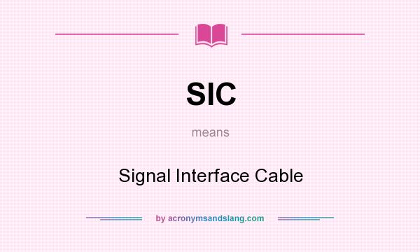 What does SIC mean? It stands for Signal Interface Cable