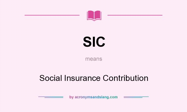 What does SIC mean? It stands for Social Insurance Contribution