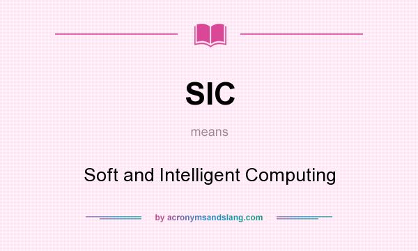 What does SIC mean? It stands for Soft and Intelligent Computing