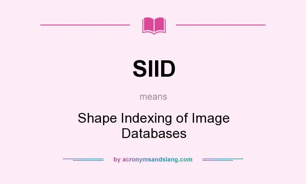 What does SIID mean? It stands for Shape Indexing of Image Databases