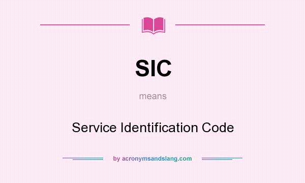 What does SIC mean? It stands for Service Identification Code
