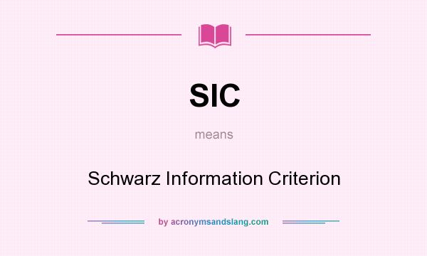 What does SIC mean? It stands for Schwarz Information Criterion