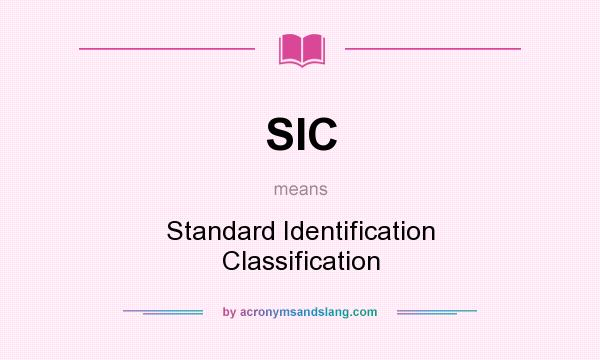What does SIC mean? It stands for Standard Identification Classification