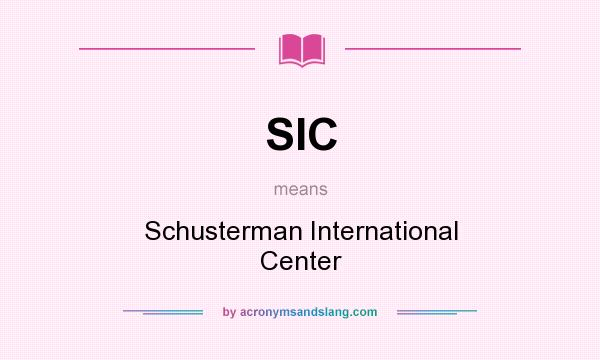 What does SIC mean? It stands for Schusterman International Center