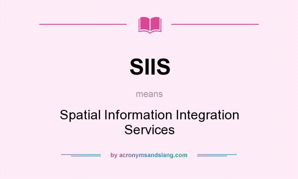 What does SIIS mean? It stands for Spatial Information Integration Services
