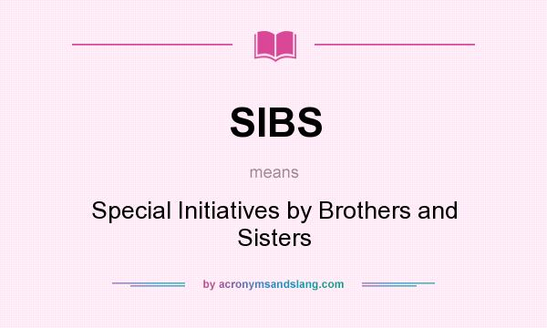 What does SIBS mean? It stands for Special Initiatives by Brothers and Sisters