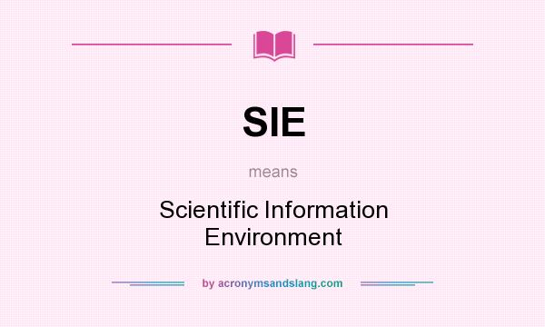 What does SIE mean? It stands for Scientific Information Environment