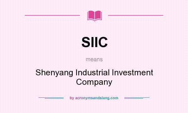 What does SIIC mean? It stands for Shenyang Industrial Investment Company