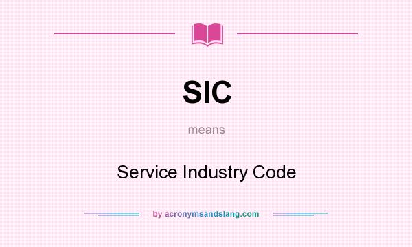 What does SIC mean? It stands for Service Industry Code