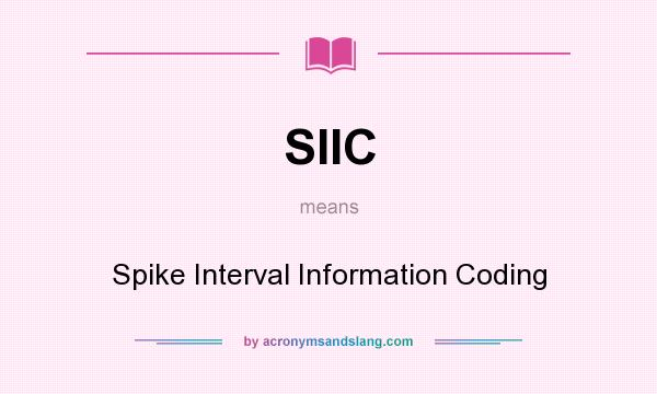 What does SIIC mean? It stands for Spike Interval Information Coding