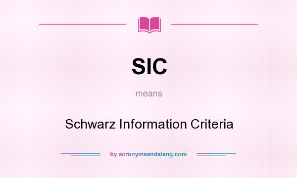 What does SIC mean? It stands for Schwarz Information Criteria