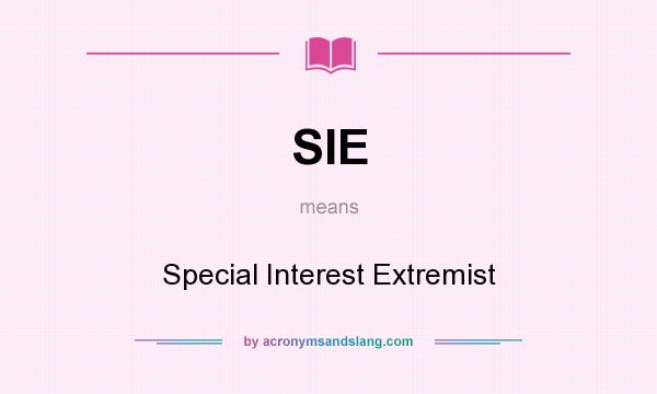 What does SIE mean? It stands for Special Interest Extremist