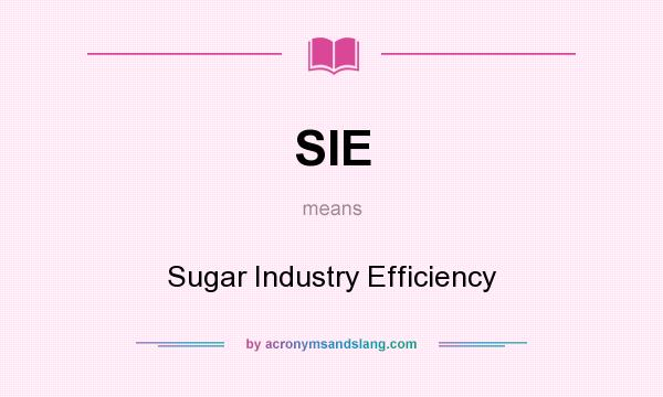 What does SIE mean? It stands for Sugar Industry Efficiency