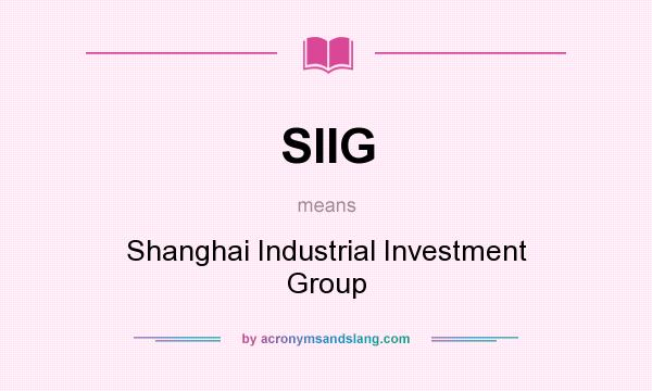 What does SIIG mean? It stands for Shanghai Industrial Investment Group