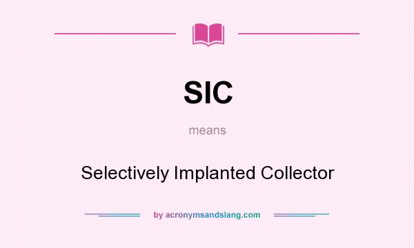 What does SIC mean? It stands for Selectively Implanted Collector