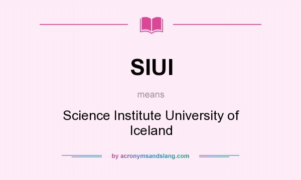 What does SIUI mean? It stands for Science Institute University of Iceland