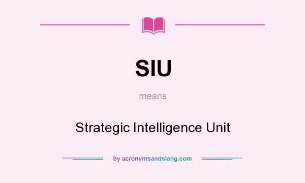 What does SIU mean? It stands for Strategic Intelligence Unit