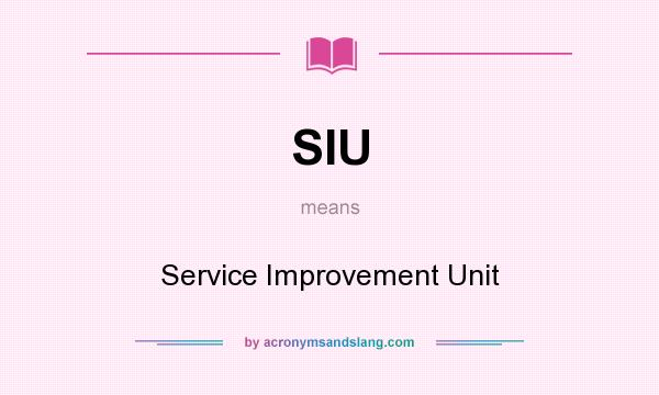 What does SIU mean? It stands for Service Improvement Unit