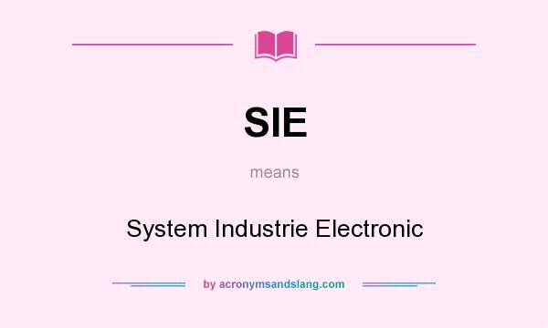 What does SIE mean? It stands for System Industrie Electronic
