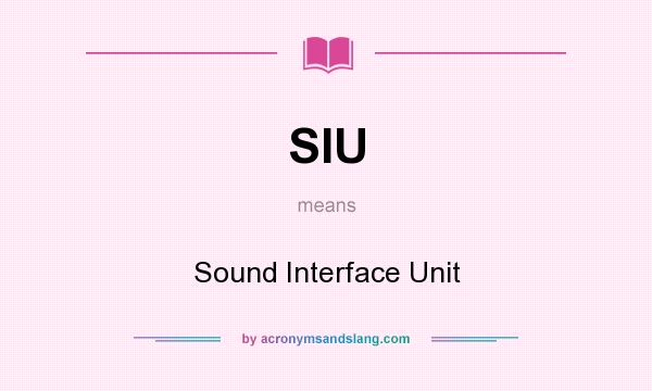 What does SIU mean? It stands for Sound Interface Unit