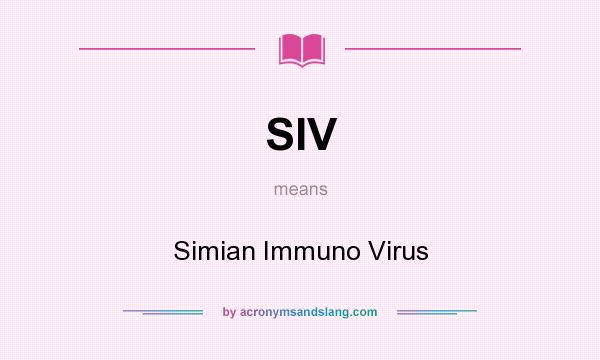 What does SIV mean? It stands for Simian Immuno Virus