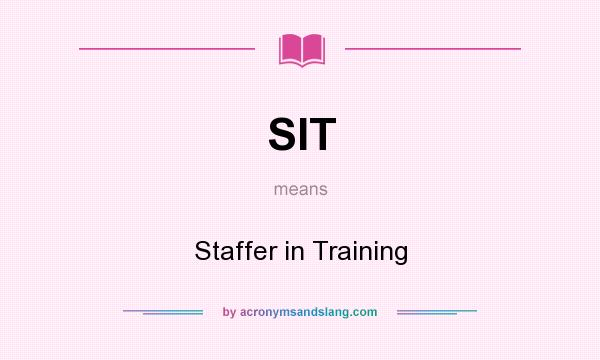 What does SIT mean? It stands for Staffer in Training