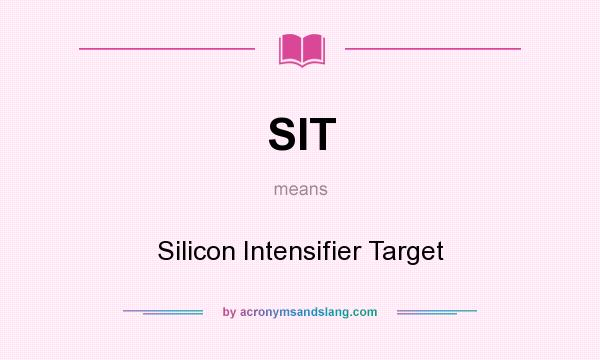 What does SIT mean? It stands for Silicon Intensifier Target