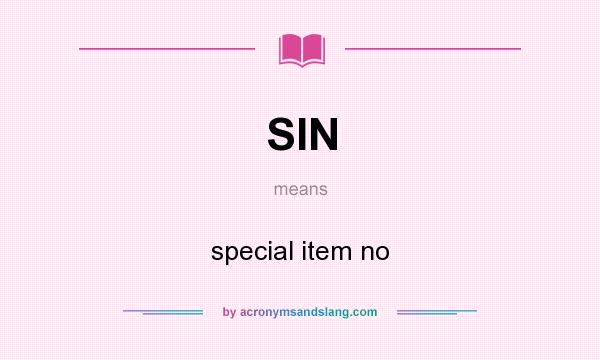 What does SIN mean? It stands for special item no