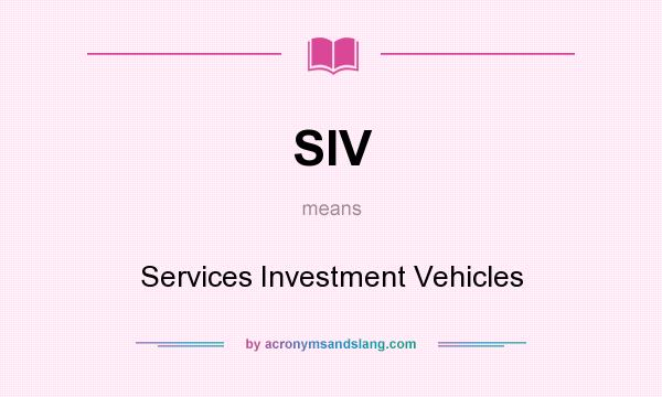 What does SIV mean? It stands for Services Investment Vehicles