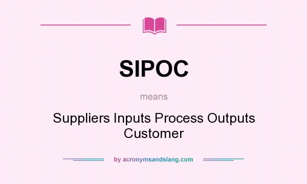 What does SIPOC mean? It stands for Suppliers Inputs Process Outputs Customer