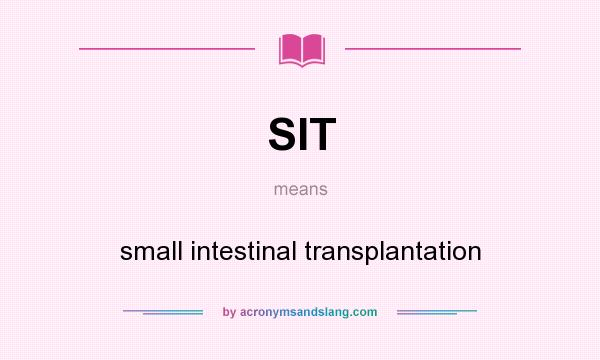What does SIT mean? It stands for small intestinal transplantation
